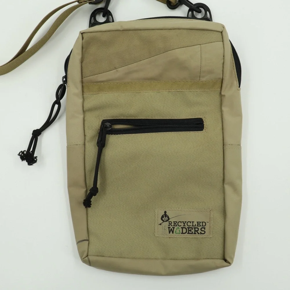 Recycled Waders‎ Crossbody Bag Tan Khaki Upcycled Utility Shoulder Pouch Mens